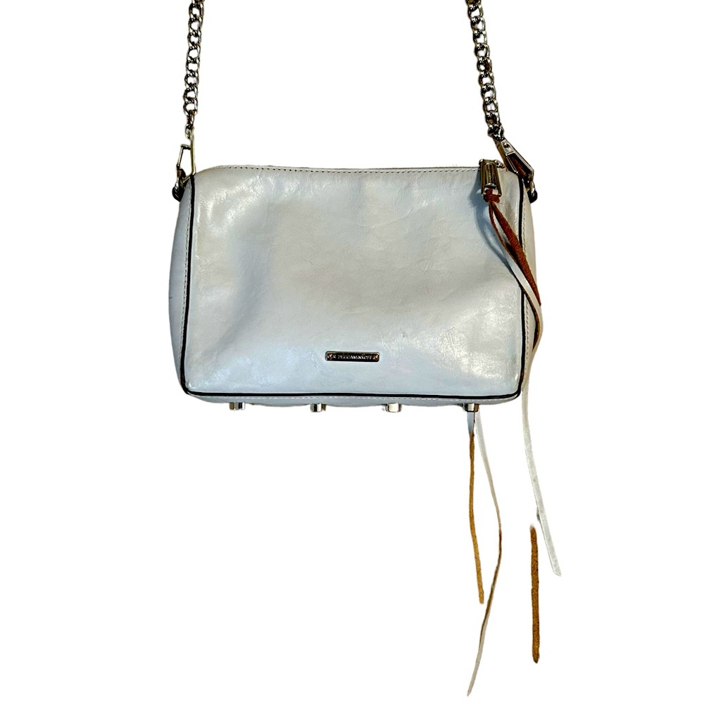 Rebecca Minkoff White Leather Crossbody Bag with Chain Strap